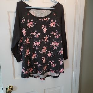 Woman Within 1x Floral Baseball Tee